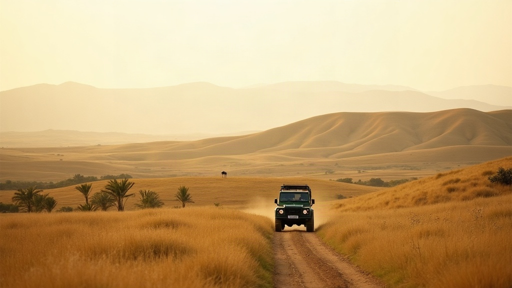 Private 4x4 on a dirt track through golden savanna hills in Sumba